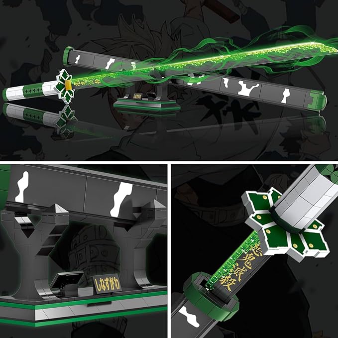 Sanemi Sword Building Set, 39in Demon Slayer Sword Model with Scabbard and Stand (710 PCS)