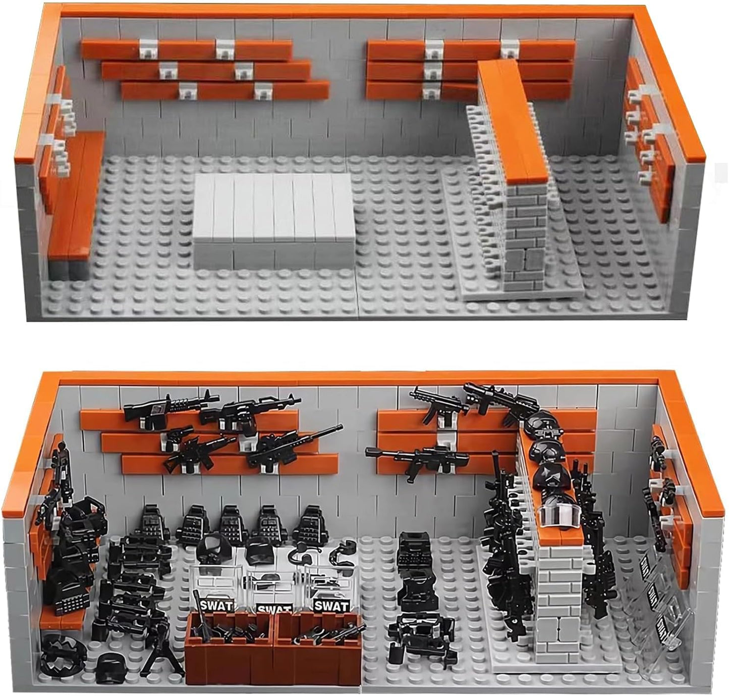WW2 Battle Brick Army Base Building Set with Weapons Pack, 611 Pieces for Kids 8+