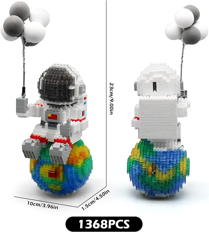 Astronaut Mini Bricks Miniature Building Set, Space Toys Micro Building Kits with Balloons(1368 PCS)