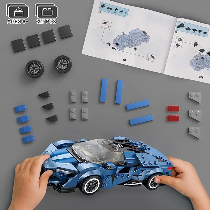 MOC Racing Sports Car Building Blocks Set, Super Vehicle Building Kits (327 PCS)