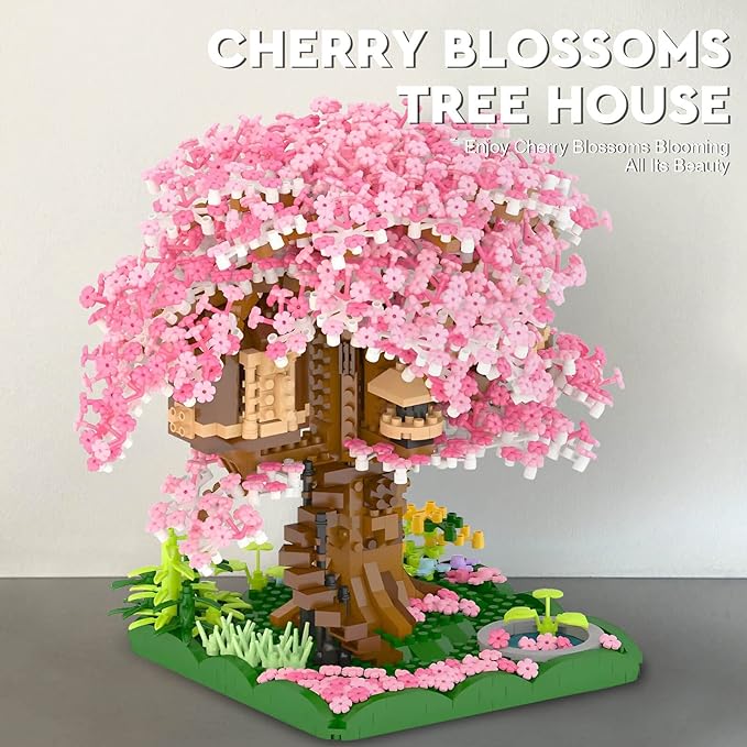 Ensemble de construction d'arbre bonsaï en fleurs de cerisier, ensembles de modèles de maison d'arbre Sakura japonais pour adultes, 2028 pièces mini micro briques à collectionner, cadeau créatif pour adolescents de 14 ans et plus