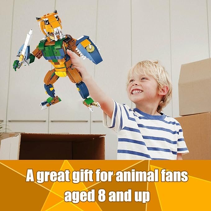 Creator 3 in 1 Animals Building Set, Owl, Shark, Crocodle, Tiger to Animal Figure Toys (1084 PCS)