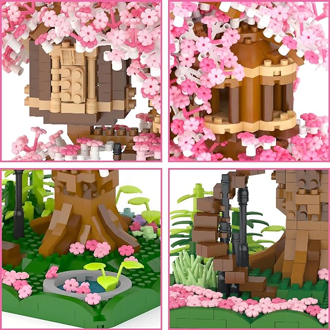 Ensemble de construction d'arbre bonsaï en fleurs de cerisier, ensembles de modèles de maison d'arbre Sakura japonais pour adultes, 2028 pièces mini micro briques à collectionner, cadeau créatif pour adolescents de 14 ans et plus