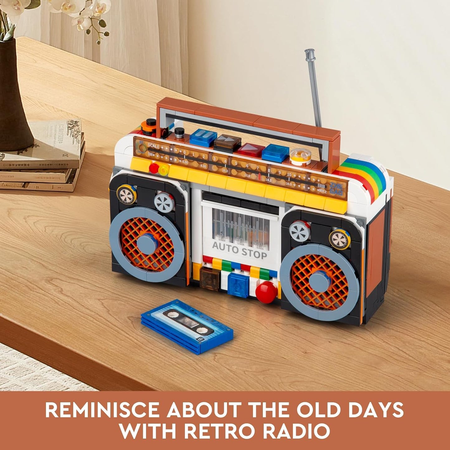 Retro Radio Classic Building Blocks Set, Vintage Music Player Mini Model Kit for Ages 8+(554 Pieces)