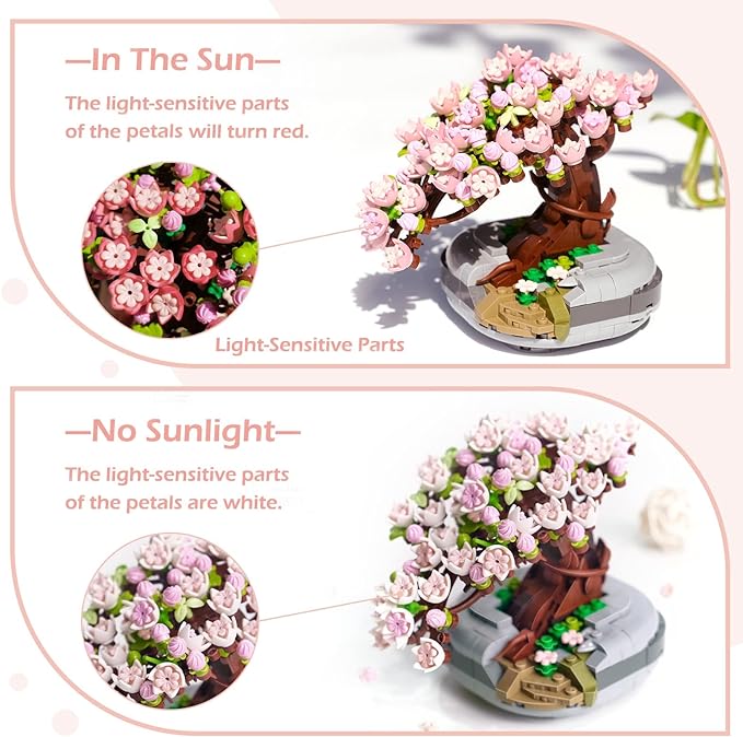 Cherry Blossom Tree Plant Sets, Mini Botanical Collection & Flower Bouquet Building Kit (426 PCS)