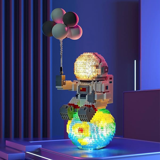 Astronaut Mini Bricks Miniature Building Set, Space Toys Micro Building Kits with Balloons(1368 PCS)