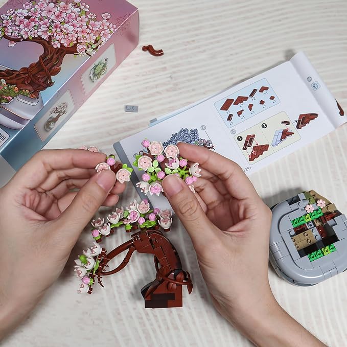 Cherry Blossom Tree Plant Sets, Mini Botanical Collection & Flower Bouquet Building Kit (426 PCS)
