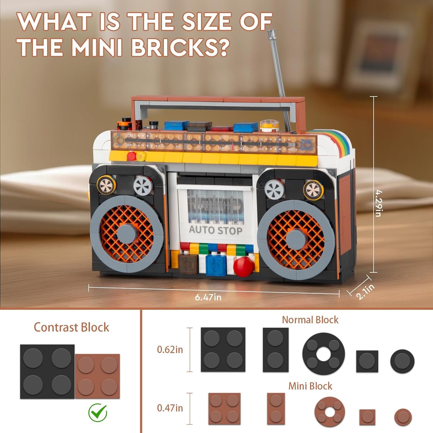 Retro Radio Classic Building Blocks Set, Vintage Music Player Mini Model Kit for Ages 8+(554 Pieces)