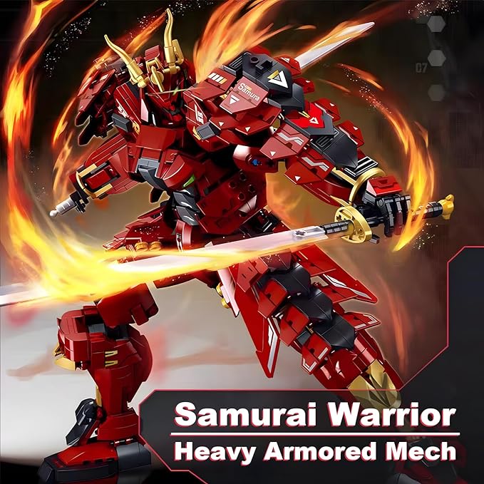 Samurai Mech Warrior Model Building Sets, Double Swords Robot Building Blocks Toy Set (923 PCS)