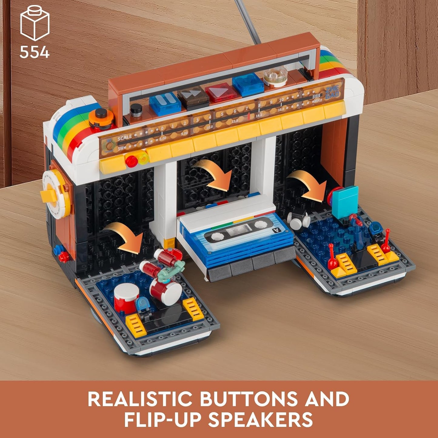 Retro Radio Classic Building Blocks Set, Vintage Music Player Mini Model Kit for Ages 8+(554 Pieces)