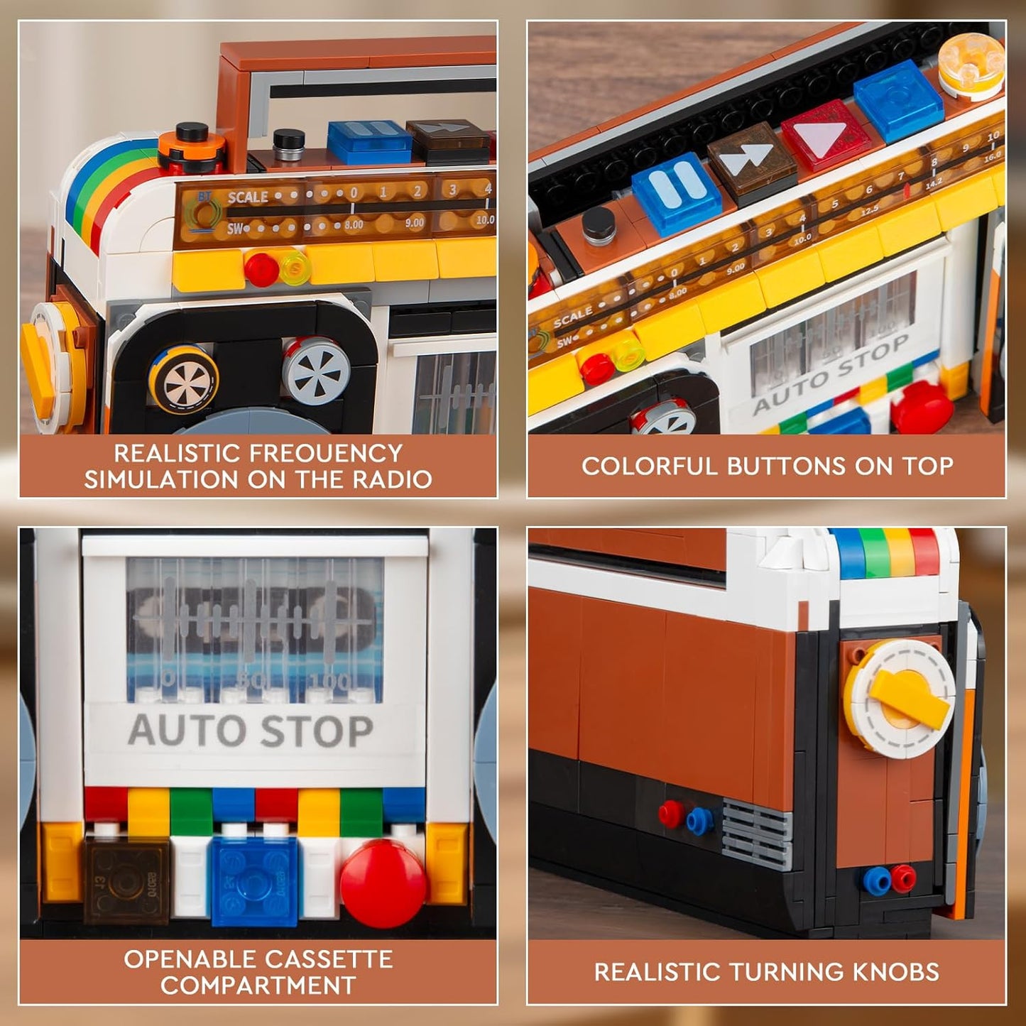 Retro Radio Classic Building Blocks Set, Vintage Music Player Mini Model Kit for Ages 8+(554 Pieces)