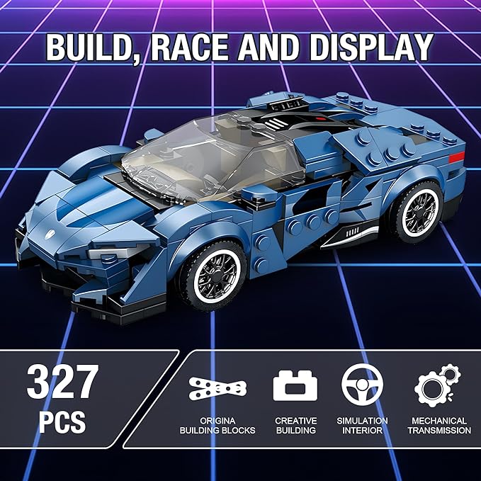 MOC Racing Sports Car Building Blocks Set, Super Vehicle Building Kits (327 PCS)