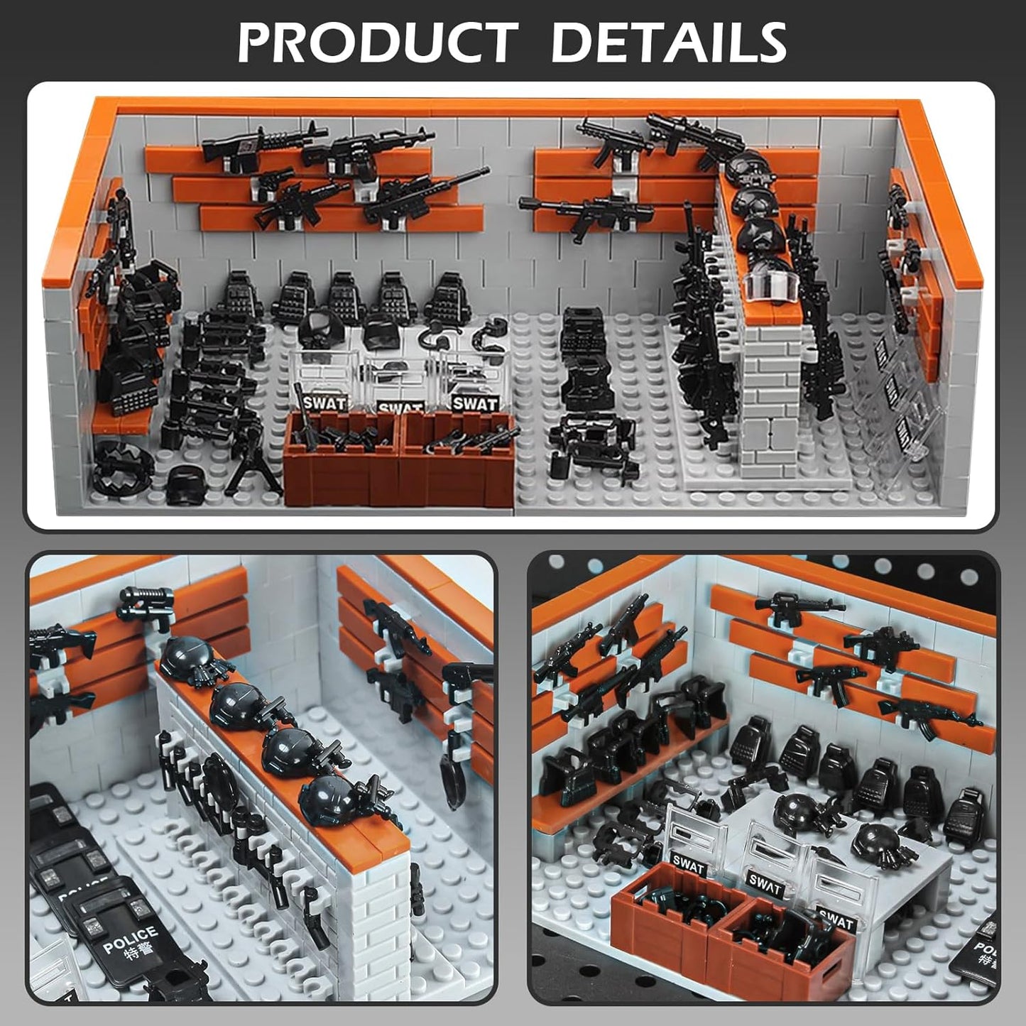 WW2 Battle Brick Army Base Building Set with Weapons Pack, 611 Pieces for Kids 8+