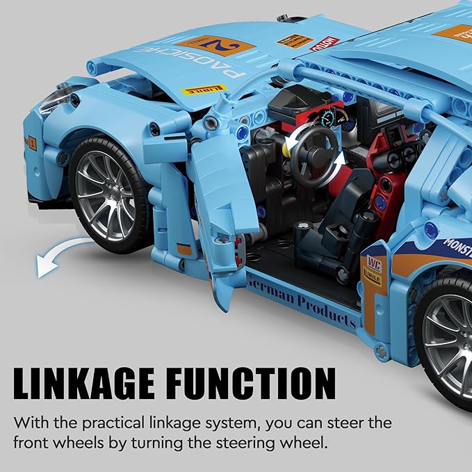 Sports Car Building Kit for Adults,1:14 MOC Racing Car Building Blocks Set (1288 PCS)