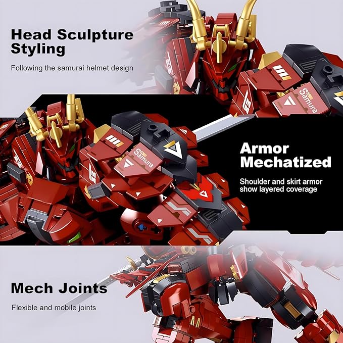 Samurai Mech Warrior Model Building Sets, Double Swords Robot Building Blocks Toy Set (923 PCS)