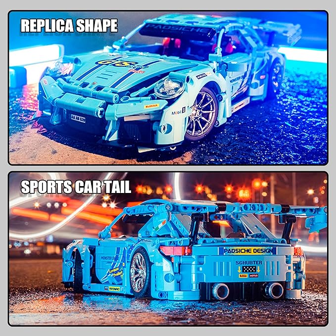 Sports Car Building Kit for Adults,1:14 MOC Racing Car Building Blocks Set (1288 PCS)