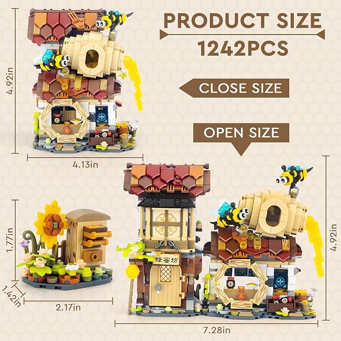 Honey Workshop Mini Building Set, NOT Compatible with Classic Bricks (1242 PCS)