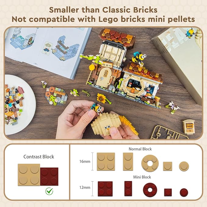 Honey Workshop Mini Building Set, NOT Compatible with Classic Bricks (1242 PCS)