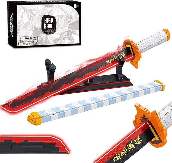 Rengoku Kyoujurou Sword Building Set, 27in Demon Slayer Sword Building Block with Scabbard and Stand (790 PCS)