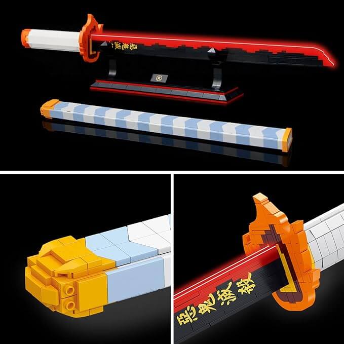 Rengoku Kyoujurou Sword Building Set, 27in Demon Slayer Sword Building Block with Scabbard and Stand (790 PCS)