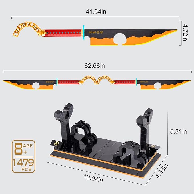 Demon Slayer Sword Building Set, Samurai Sword Building kit (1479 PCS)