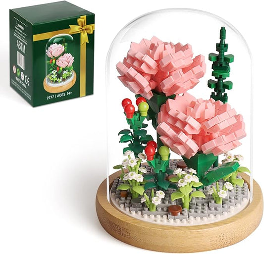 Flower Bouquets Building Sets, Pink Rose Botanical Collection with Display Case (675 PCS)