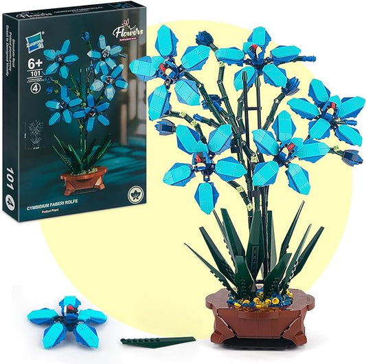 Orchid Flower Building Set, Creative Botanical Collection Decor Toys