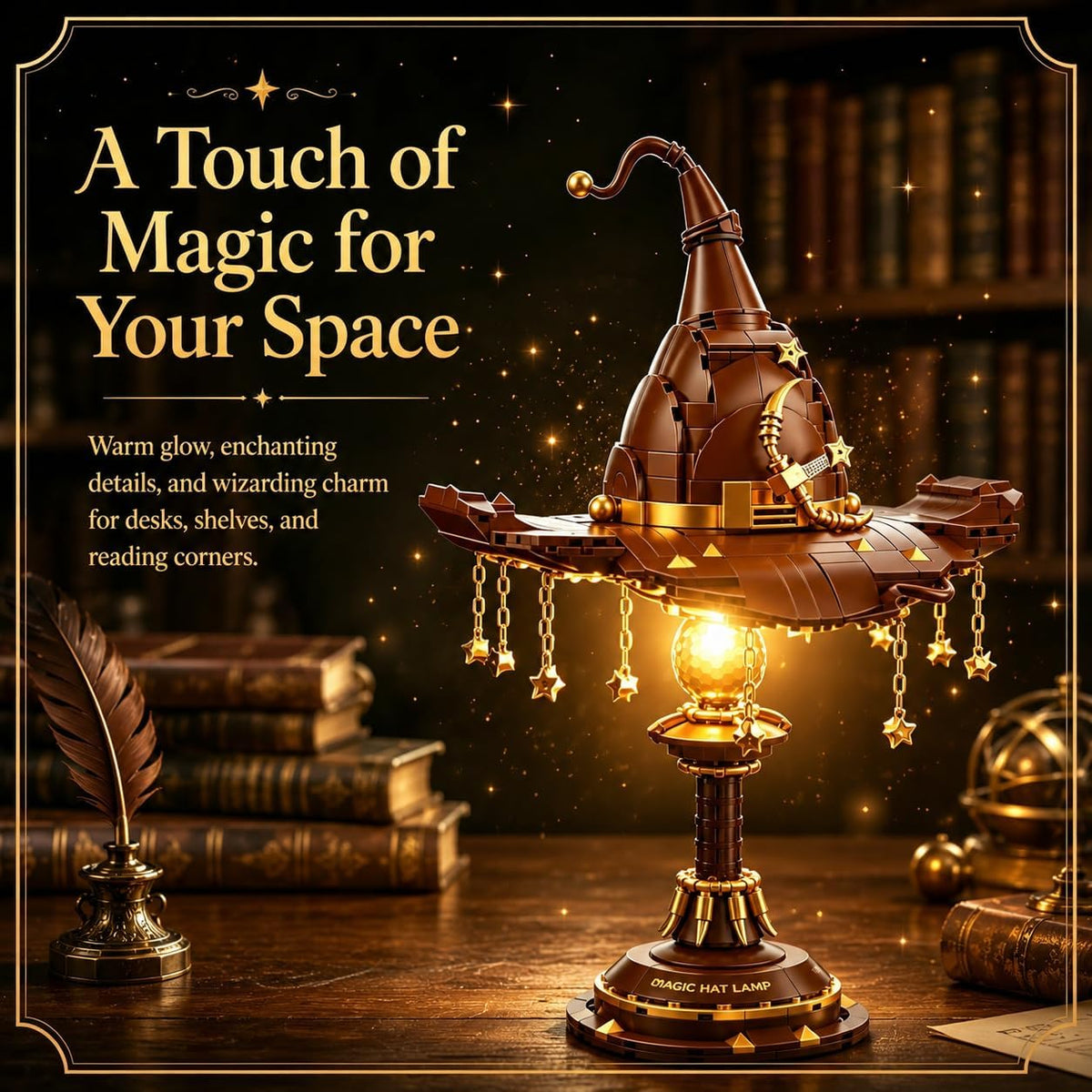 Magic Hat Lamp Building Set, MOC Light-Up Desk Decor Retro Lamp Sets, Creative Gifts Toys for Movie Fans Adults & Teens