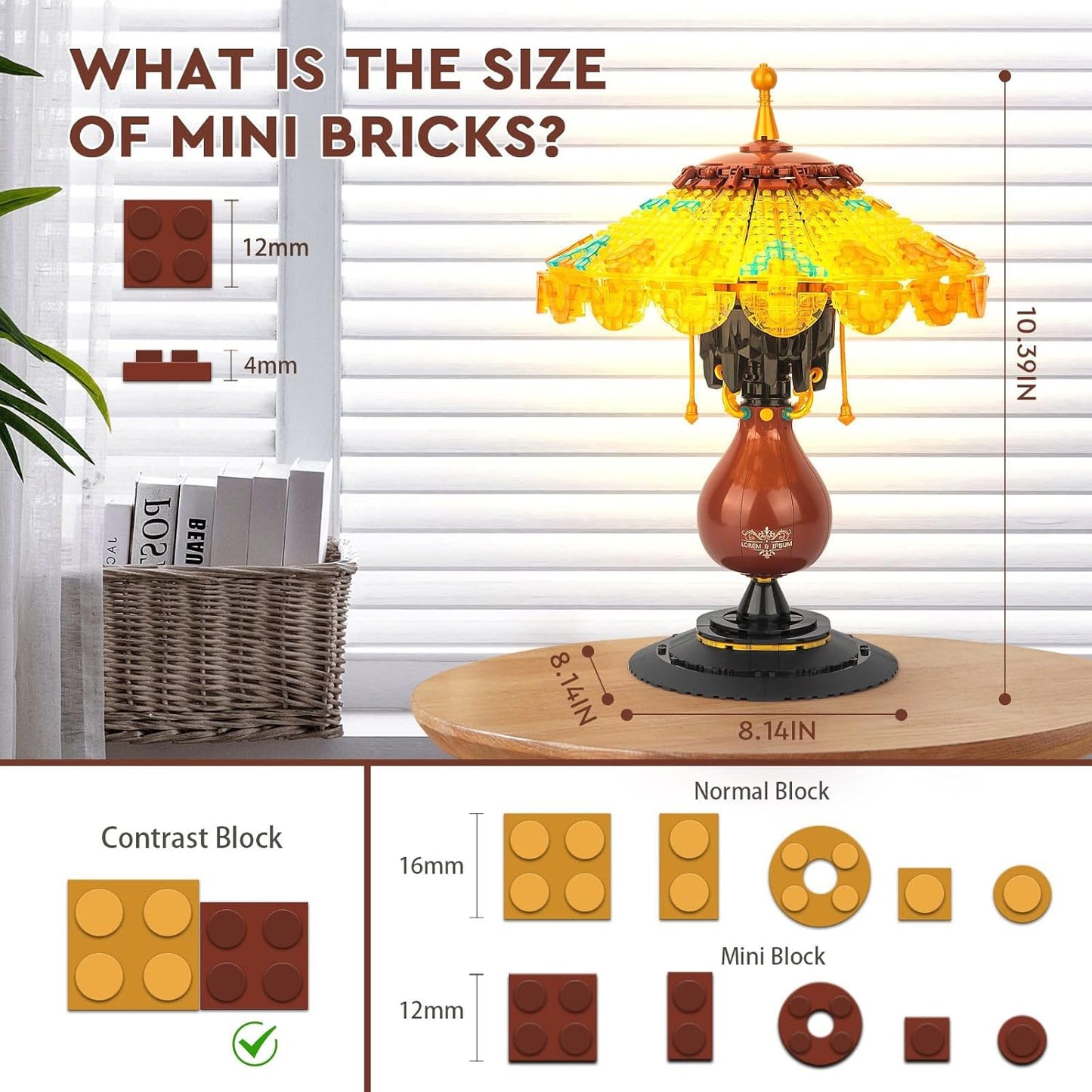 Ideas Table Lamp Mini Building Block Set, Creative Retro-Style Table Lamp Model(804 Pieces)