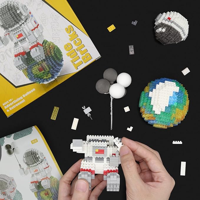 Astronaut Mini Bricks Miniature Building Set, Space Toys Micro Building Kits with Balloons(1368 PCS)