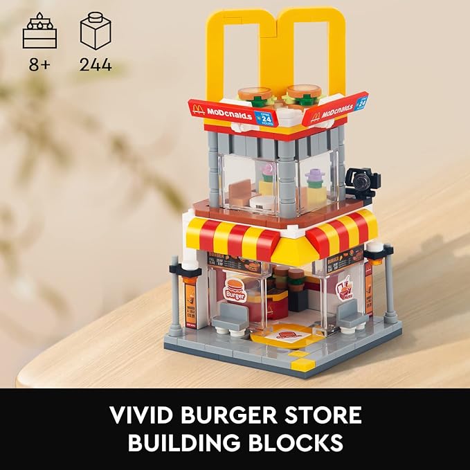 City Street View Burger Shop Building Set (244PCS)