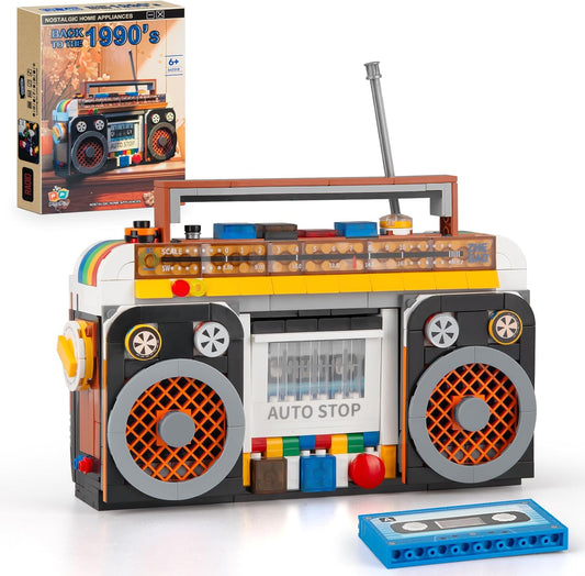 Retro Radio Classic Building Blocks Set, Vintage Music Player Mini Model Kit for Ages 8+(554 Pieces)