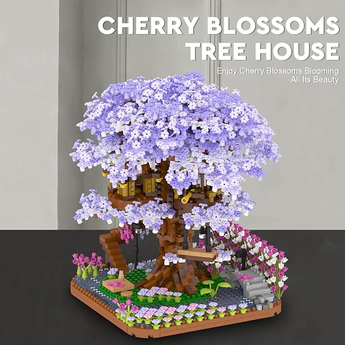 Cherry Blossom Bonsai Tree Micro Building Set,Flowers House Mini Bricks Building Kit (2200 PCS)