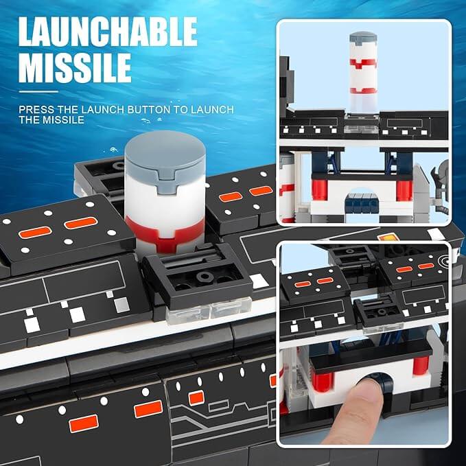 Nuclear Submarine Building Set, WW2 Historical Military Series Submarine Model Set (519 PCS)