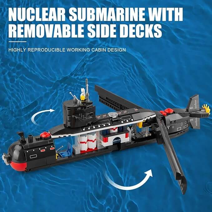 Nuclear Submarine Building Set, WW2 Historical Military Series Submarine Model Set (519 PCS)