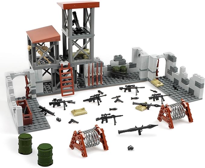 Military Base Building Block Set, WW2 Army Mini War Accessories Kits