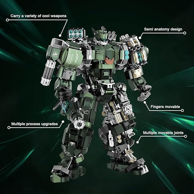 Mech Building Blocks Set，Motorized Robot Model Building Kit with Multiple Weapons (1403 PCS)