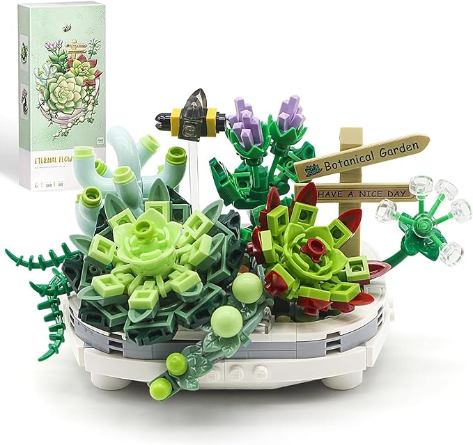 Succulent Bonsai Plant Sets, Mini Bricks Flower Botanical Building Kit (389 PCS)