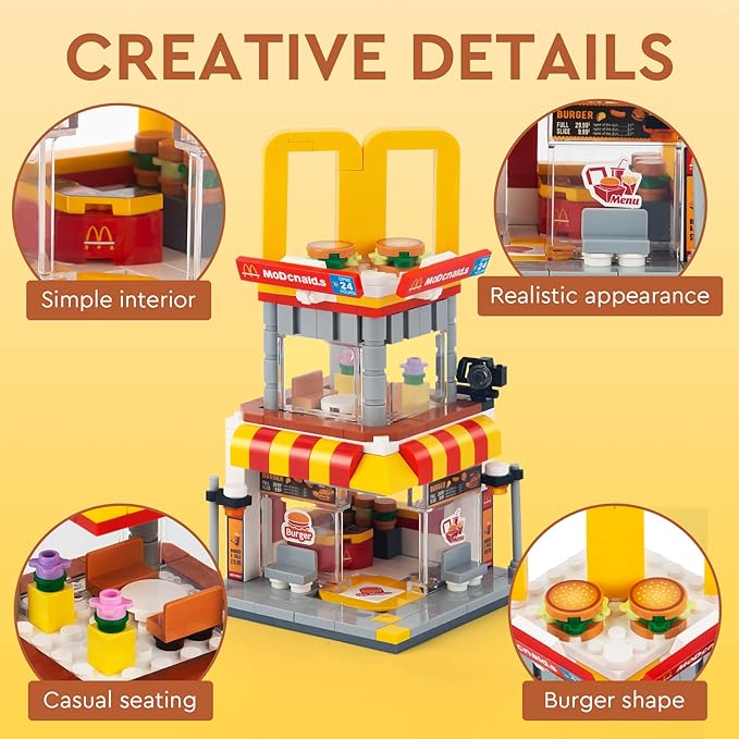 City Street View Burger Shop Building Set (244PCS)