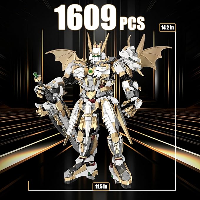 Golden Armor Robot Model Building Kit with Classic Swords (1609 PCS)