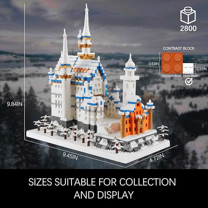 Germany Swan Stone Castle Micro Building Blocks Set, Famous World Architecture Model Creative Collection (2800 PCS)