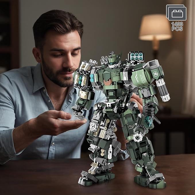 Mech Building Blocks Set，Motorized Robot Model Building Kit with Multiple Weapons (1403 PCS)