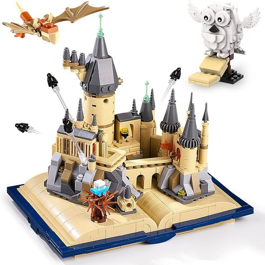 Magic Harry Castle Book Building Set with Owl, Collectible Display Castle Kit for Adults Kids (833 PCS)