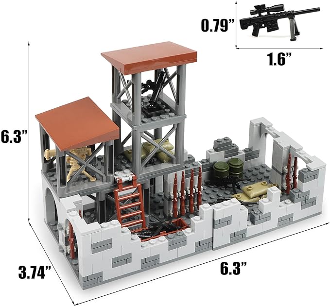 Military Base Building Block Set, WW2 Army Mini War Accessories Kits