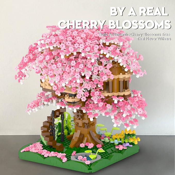 Cherry Blossom Bonsai Tree Building Set, Japanese Sakura Tree House Model Set (2028 PCS)