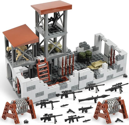 Military Base Building Block Set, WW2 Army Mini War Accessories Kits