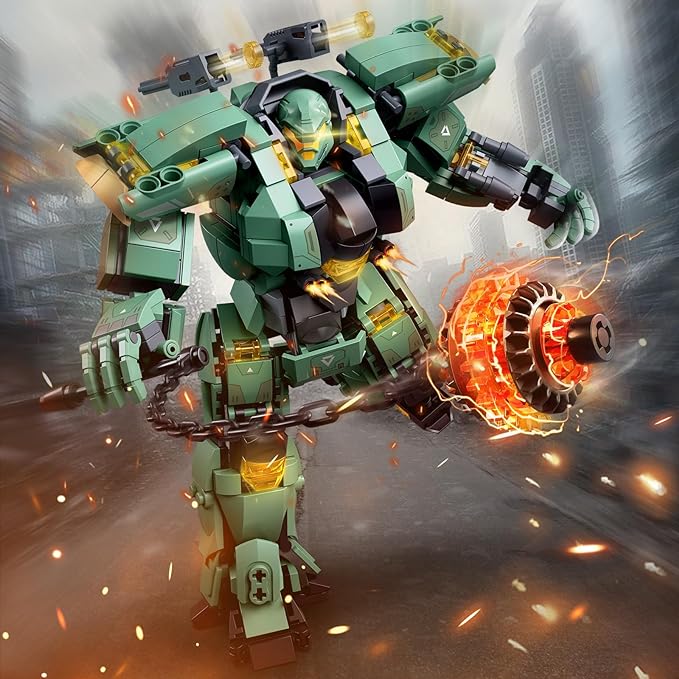 Transforming Mech Robot Building Blocks Set,Destroy Warrior City Action Mech Model Building Kit