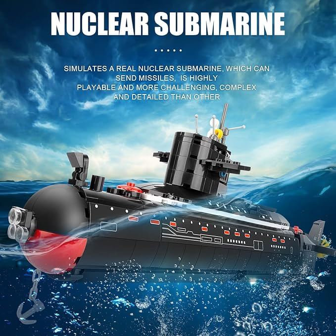 Nuclear Submarine Building Set, WW2 Historical Military Series Submarine Model Set (519 PCS)