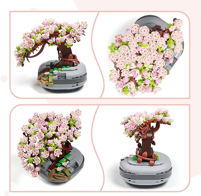 Cherry Blossom Tree Plant Sets, Mini Botanical Collection & Flower Bouquet Building Kit (426 PCS)