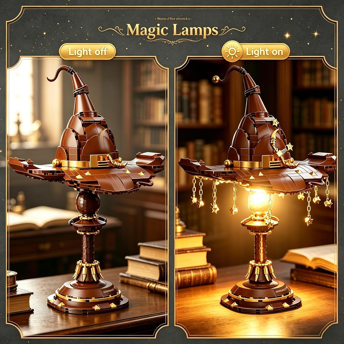 Magic Hat Lamp Building Set, MOC Light-Up Desk Decor Retro Lamp Sets, Creative Gifts Toys for Movie Fans Adults & Teens